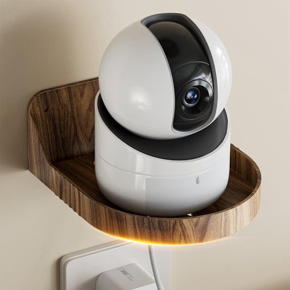 Wall Mount for Camera, No-Drill Router and Monitor Shelf, Peach Wood Grain Finish, Bracket for Router, Cable Box, and Security Camera