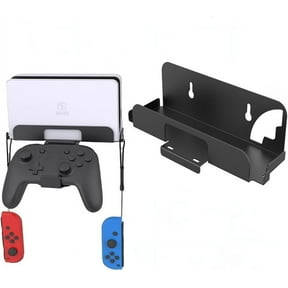 Wall Mount for Nintendo Switch and Switch OLED,Mounts Nintendo Switch on Wall Near TV,with Hooks for Hanging Joy-Cons and controller