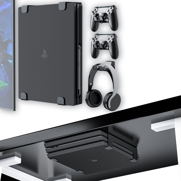 Wall Mount for PS4/ Pro/ Slim Console, Mount on The Wall or Under The Desk,Solid Metal