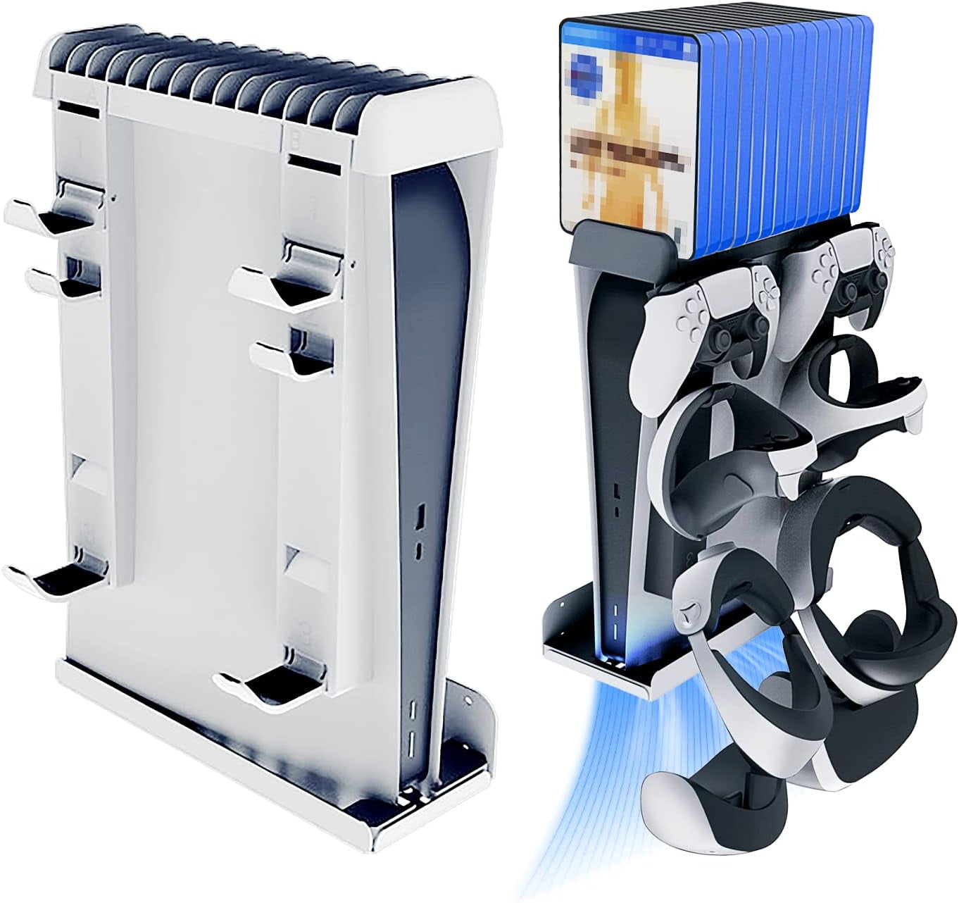 Wall Mount for PS5 Disc & Digital Edition, 8 in 1 PS5 Wall Mount Kit, for PS5 Console, PS5 Controller, Headset, PS-VR2 Controller, and 14 Game Slots