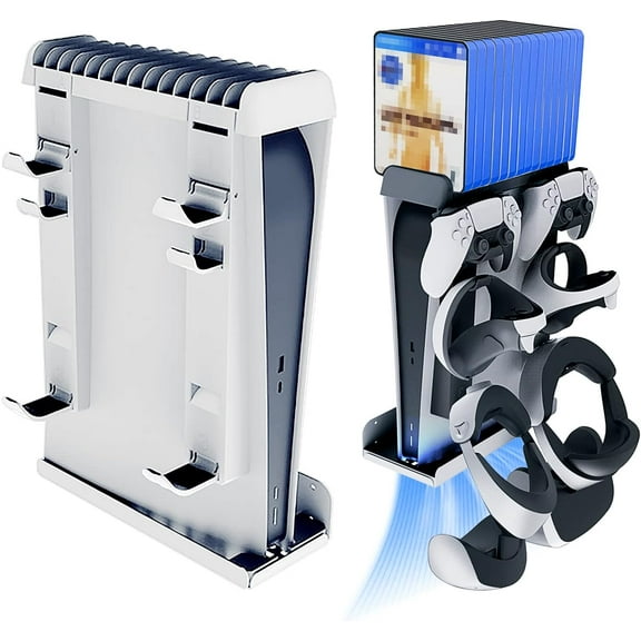 Wall Mount for PS5 Disc & Digital Edition, 8 in 1 PS5 Wall Mount Kit, for PS5 Console, PS5 Controller, Headset, PS-VR2 Controller, and 14 Game Slots