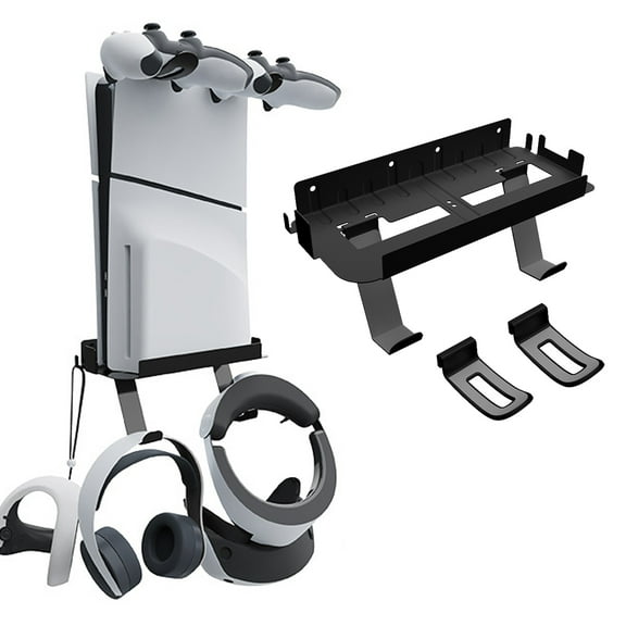 Wall Mount for PS5 Slim/PS5 Console Digital/Disc Edition,with 2 Detachable Controller Holder and Headphone Mount