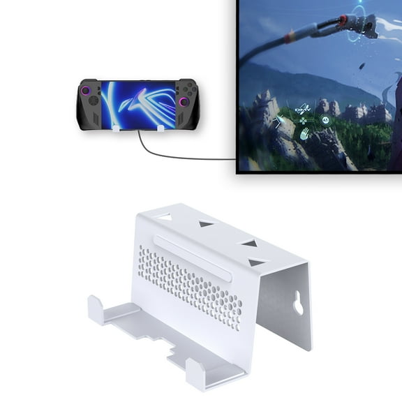 Wall Mount for Steam Deck & Tablet Base Stand Holder Accessories Compatible with Nintendo Switch OLED Game Console-White
