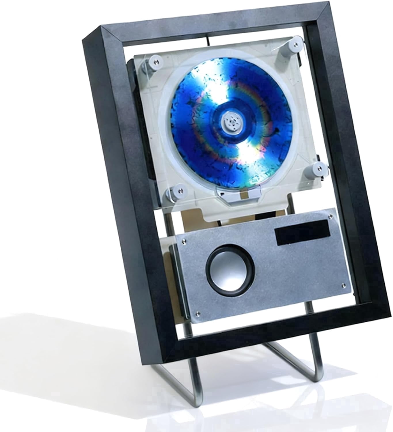 Wall Mountable CD Player, Music Frame Cd Player, Include CD, USB, FM, Two-Way Bluetooth 5.1, and AUX Modes, for Home/Corridor/Office/Wall Decor,Silver