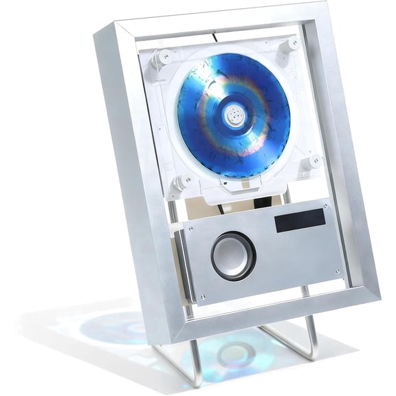 Wall Mountable CD Player, Music Frame Cd Player, Include CD, USB, FM, Two-Way Bluetooth 5.1, and AUX Modes, for Home/Corridor/Office/Wall Decor,Silver