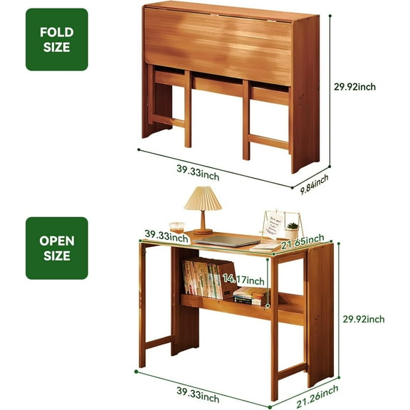 Wall-Mountable Foldable Desk - Expandable Wooden Table for Compact Living (103cm Workspace)