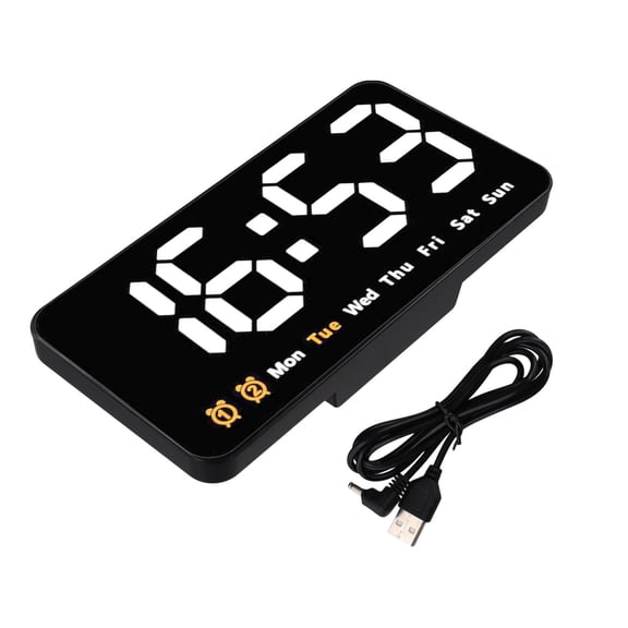 Wall Mountable Led Display Alarm Clock with Temperature and Date Functionality