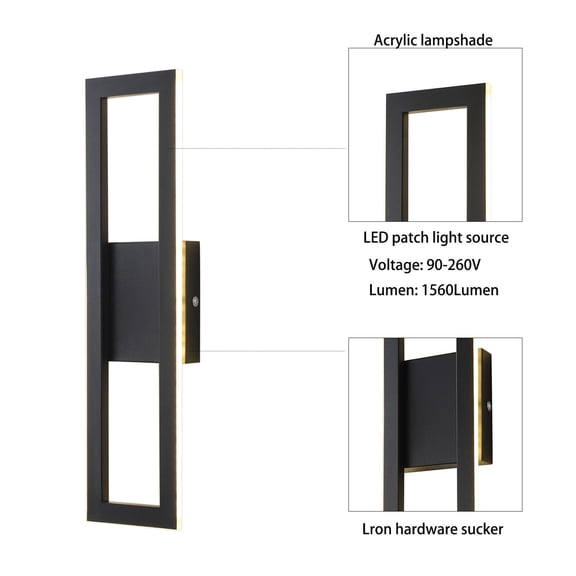 Wall-Mounted 19W 15.74" LED Indoor Wall Sconce Mounted Exterior Light Long Bar Lamp Fixture 1560Lumen for Living Room, Bedroom