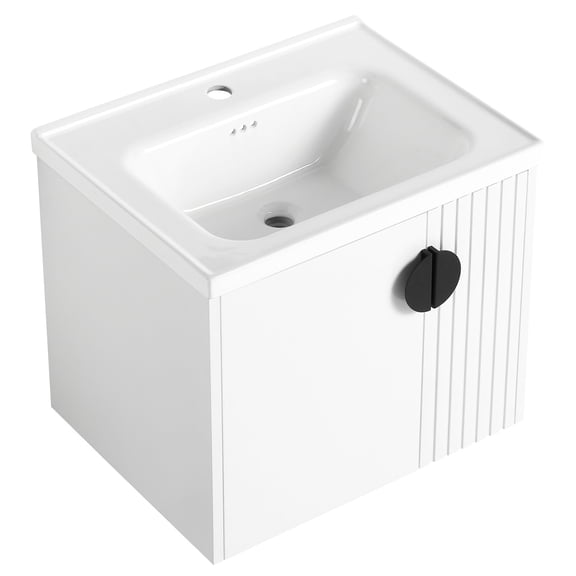 Wall-Mounted 24-Inch Vanity with Wave Plate and Soft-Close Function - Provide a Distinctive Look for Your Bathroom