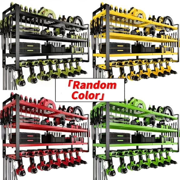 Wall-Mounted 4-Tier Electric Tool Organizer with Wireless Charging & Drill Bit Holders, Garage Storage Rack - Perfect Gift for Men