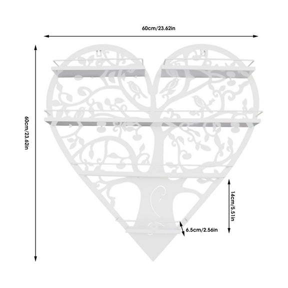 Wall Mounted 4 Tiers Nail Polish Rack Holder Heart Shape Holder for Nail Salon