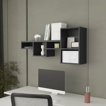 Wall Mounted 5-shelf Shelf Unit In Black - Elevates Home Decor & Space Complements Scheme