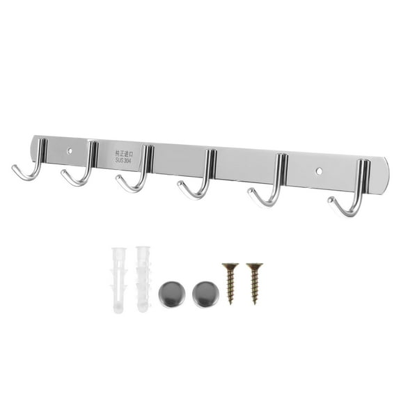 Wall Mounted 6 Hook Coat Rack Metal Hanger