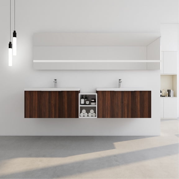 Wall Mounted 84 Inch Bathroom Vanity | Soft Close Feature | Bathroom Organization Needs