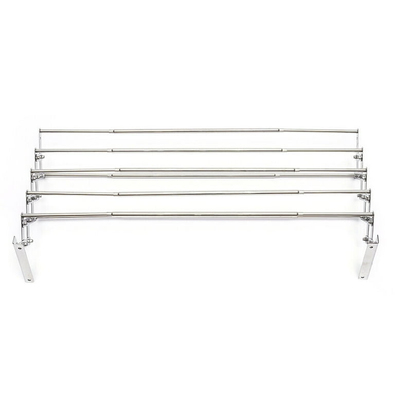 Wall Mounted Accordion Retractable Foldable Towel Shelf Clothes Drying Rack New Walmart