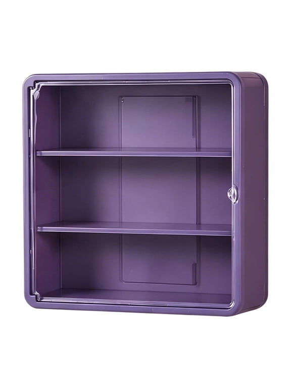 Wall Mounted Acrylic Display Case Purple Clear Organizer for Figures Collectibles, Dustproof Transparent Action Figure Storage Cabinet Show Case Shelf