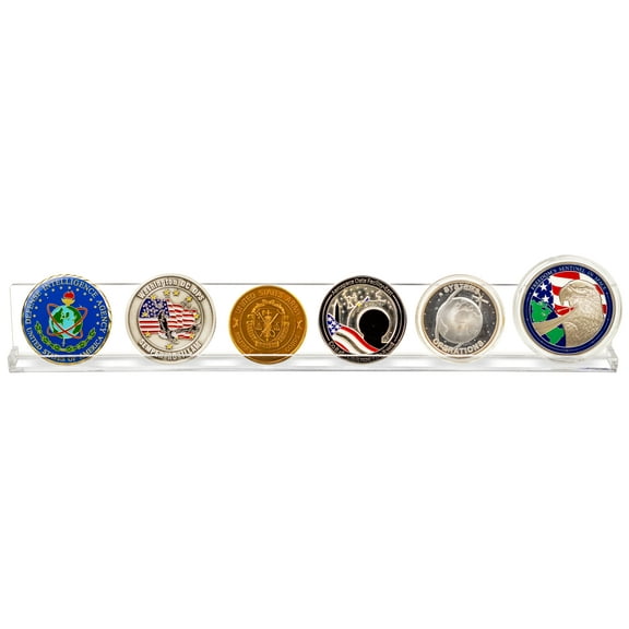 Wall-Mounted Acrylic Floating Shelf for Collectible Challenge Coins (A096)