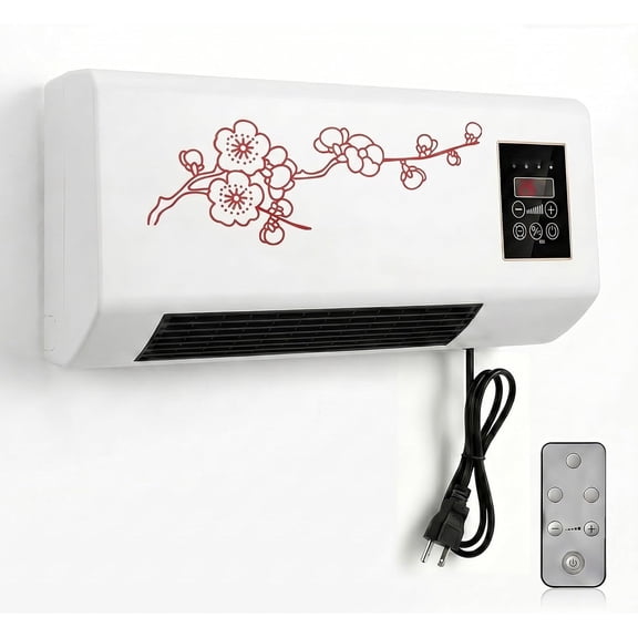 Wall Mounted Air Conditioner and Heater Combo, 1800W Ductless Portable AC Fan Unit, No Window Needed, 2-in-1 PTC Fast Heating & Natural Airflow for Bedroom, Garage, RV, Camper(Red)