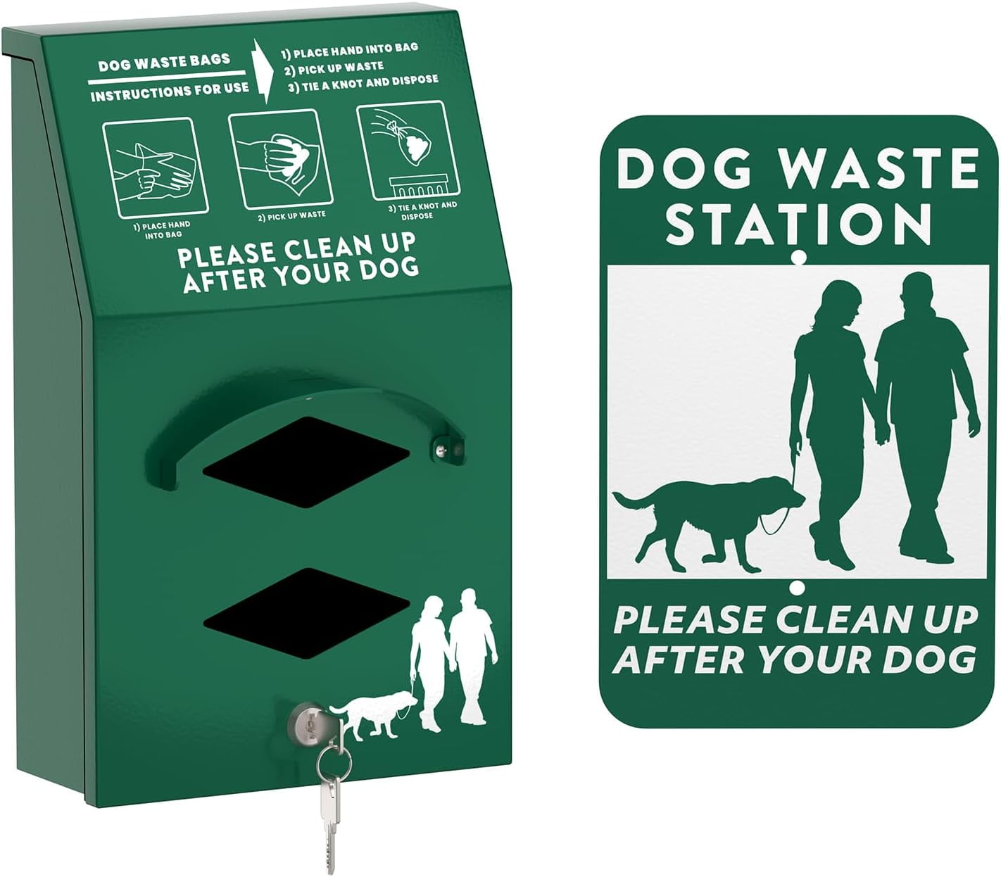 Pochar Pet Poop Waste Station Aluminum Dog Bag Dispenser with Pick Up After Your Dog Sign
