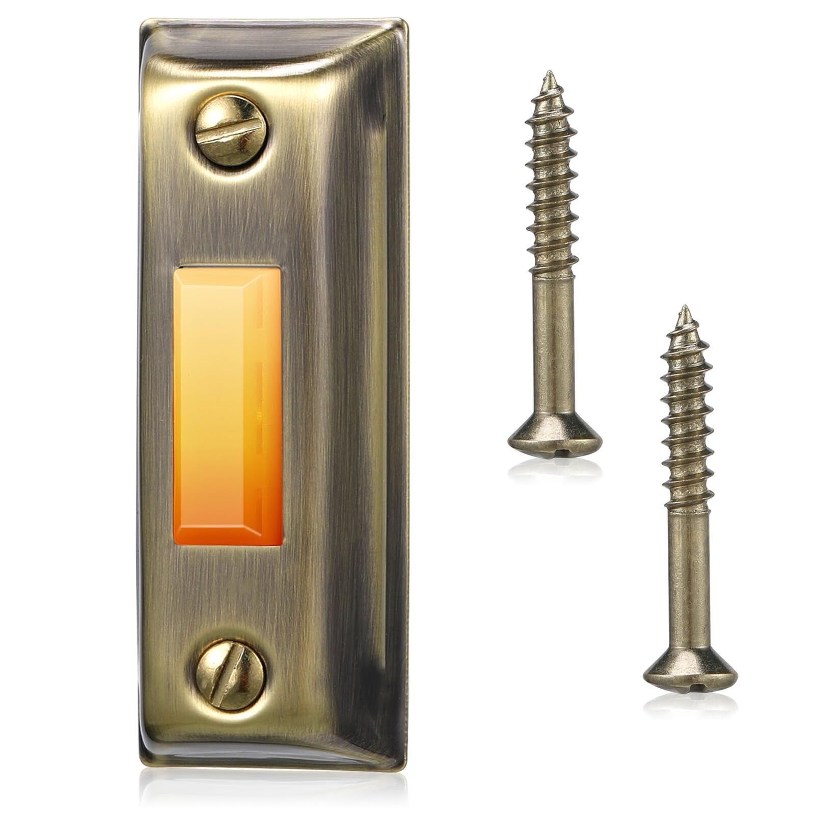 Wall Mounted Antique Brass Lighted Metal Door Bell Doorbell Push Button ...