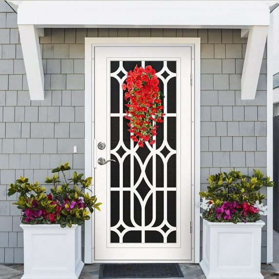 Wall-Mounted Artificial Morning Glory Hanging Basket with 75cm Rod, Plastic Flower Vines for Indoor Outdoor Living Room Ceiling Decor