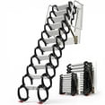 thumbnail image 1 of Wall Mounted Attic Ladder, 12FT Heavy Duty, 1104lb Load Capacity, Anti-Skid Rubber, Loft Staircase, Attic, Workshop, Storage, 1 of 28