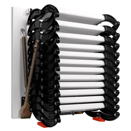 Wall Mounted Attic Ladder, 133.8"×23.6"×27.5" Folding Telescoping Stairs, 12 Steps Titanium-Magnesium Alloy Loft Ladder with Non-Slip Treads, for Home Attic, Loft Access