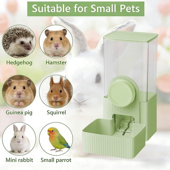 Wall Mounted Automatic Pet Feeder & Water Dispenser, Hanging Cage Food Water Feeder for Hamsters, Rabbits, Kittens, Puppy and Small Dogs,Green