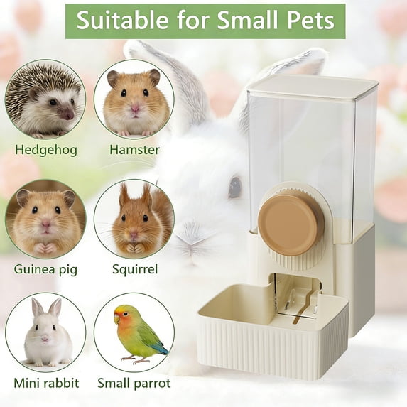 Wall Mounted Automatic Pet Feeder & Water Dispenser, Hanging Cage Food Water Feeder for Hamsters, Rabbits, Kittens, Puppy and Small Dogs, Yellow