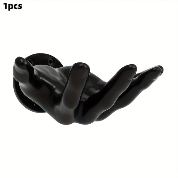 Wall Mounted Ball Holder with Hand Shape, PVC Basketball Storage Rack, Black 1 Pack