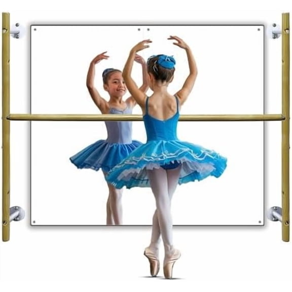 Wall Mounted Ballet Barre 2ft with Mirror - Home Dance Studio Kit for Confidence, Balance and Early Movement - Ballet Bar 3 Levels Height Adjustable