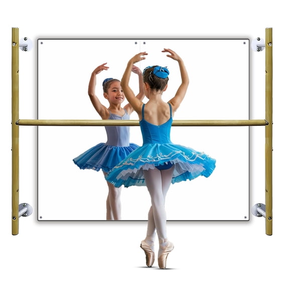 Wall Mounted Ballet Barre 4ft with Mirror - Home Dance Studio Kit for Confidence, Balance and Early Movement - Ballet Bar 3 Levels Height Adjustable