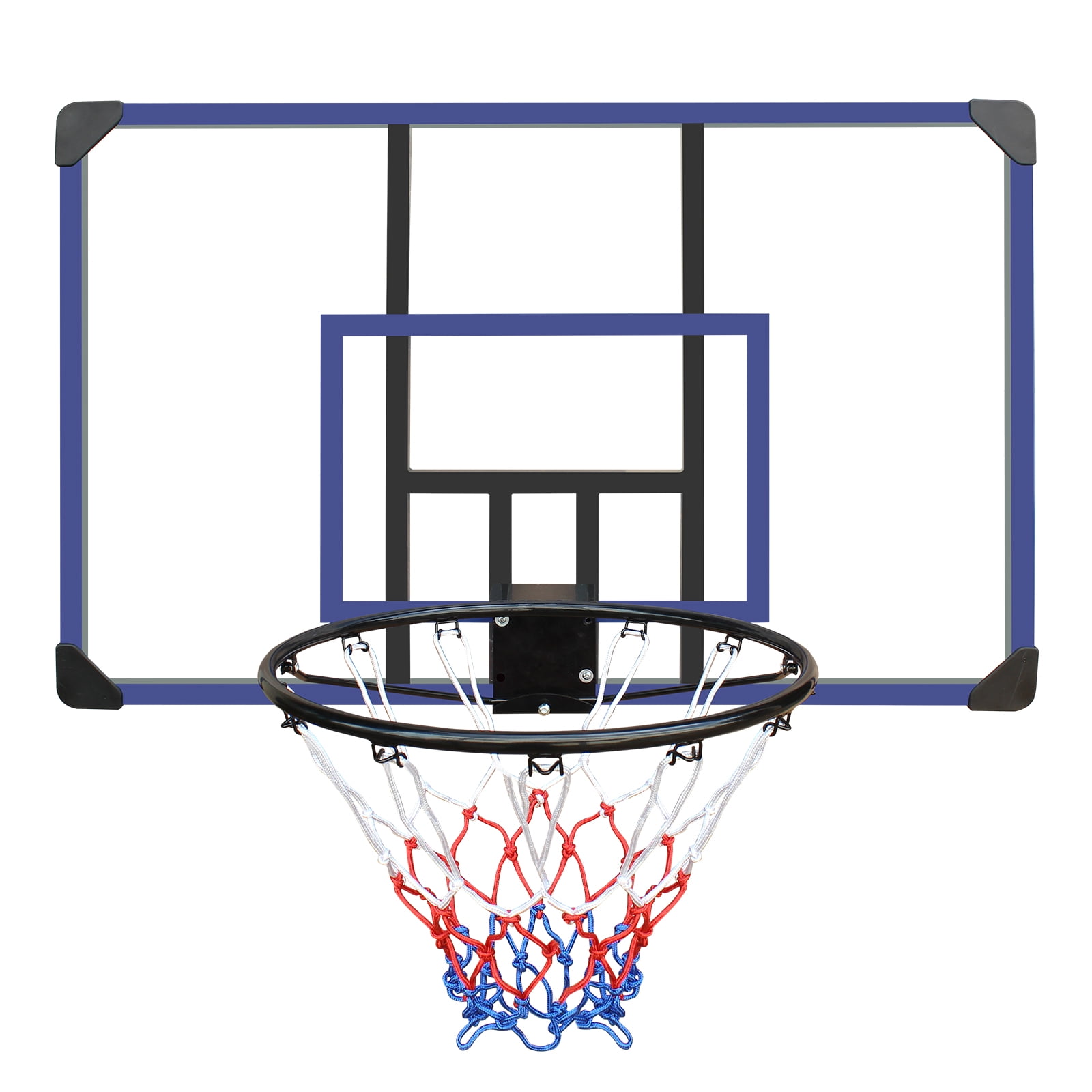 Wall-Mounted Basketball Hoop, 45 x 29 Inches Shatterproof Back, Folding Hoop, Durable Hoop And All-Weather Mesh For Indoor And Outdoor Use