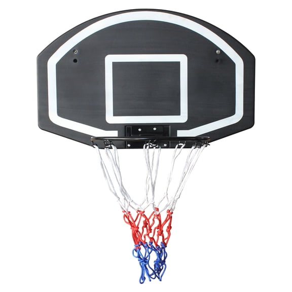 Wall-Mounted Basketball Hoop, Folding Basketball Hoop with Shatterproof Backboard, 28.5 x 18 Inches, Durable Basketball Hoop with All-Weather Mesh for Indoor Outdoor Use, Black