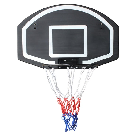 Wall Mounted Basketball Hoop, SHINPT 1-Piece Folding Basketball Rim with Shatterproof Backboard, Indoor Outdoor Basketball Goal with All-Weather Net, 28.5 x 18 in, Black, for Garage Backyard Home