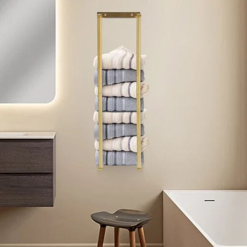 Bath Towel Holder Stainless Steel Bathroom Wall Mounted Towels Storage Organizer