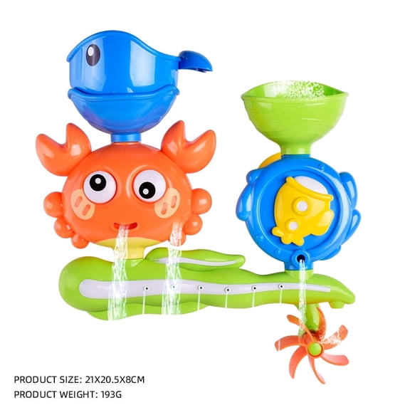Wall Mounted Bath Toy Set Interactive Water Play Station with Crab and Submarine Funnels