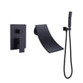 thumbnail image 1 of Wall Mounted Bathroom Bathtub Faucet with Hand Shower, Matte Black Two Handles Tub Filler with Hand Shower, 1 of 1