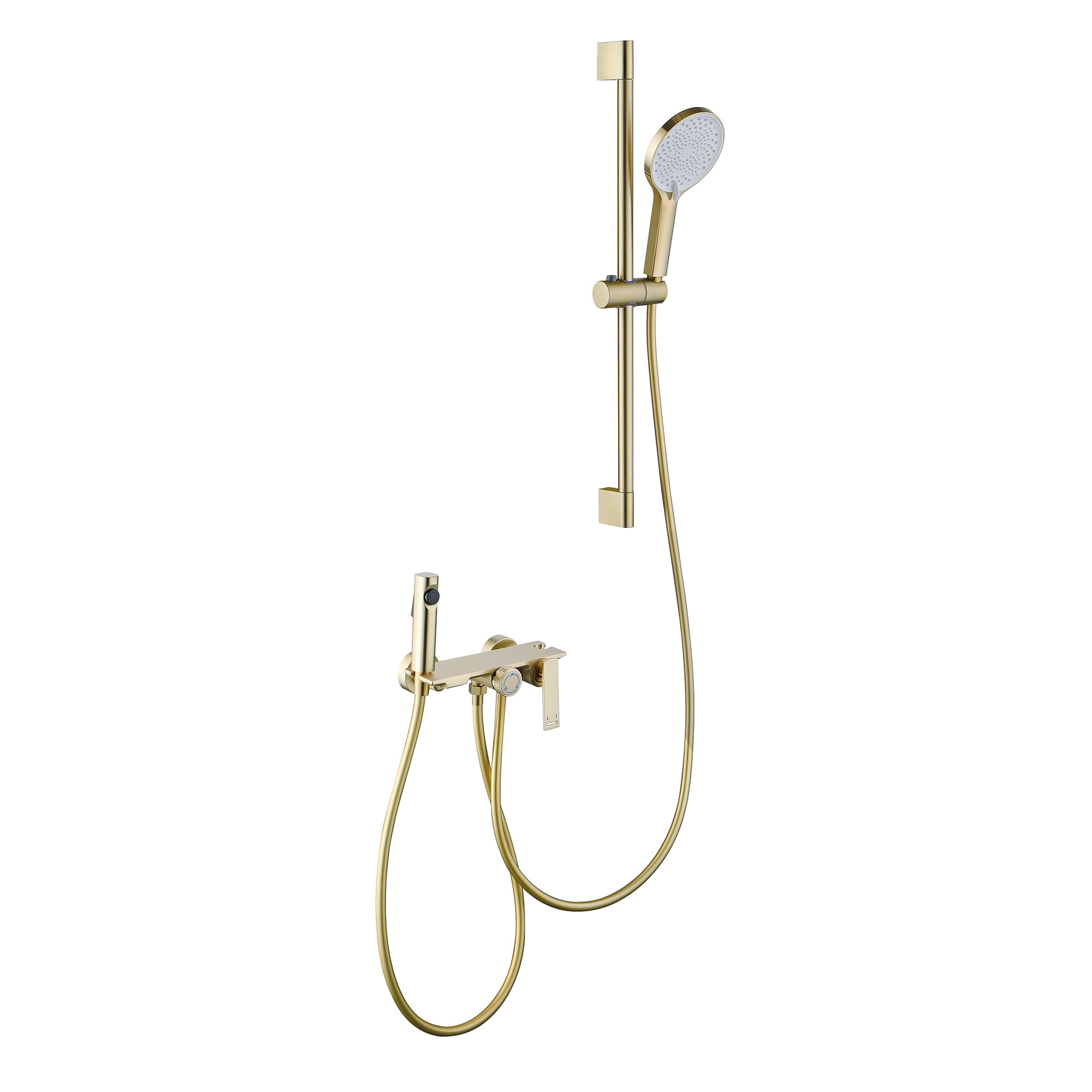 Wall Mounted Bathroom Bathtub Faucet with Hand Shower and Gun Spray