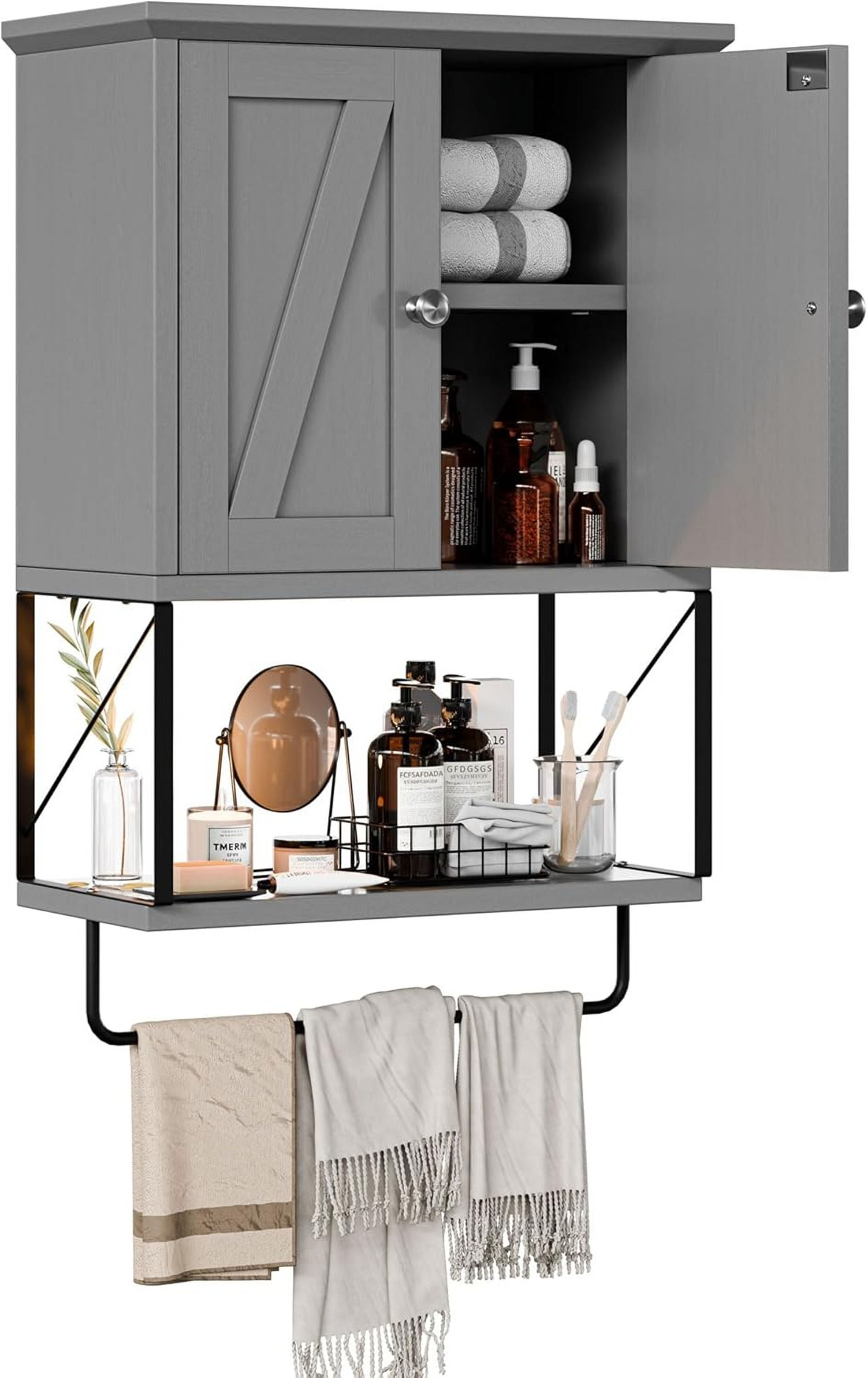 Wall-Mounted Bathroom Cabinet with Doors, Over-The-Toilet Storage ...