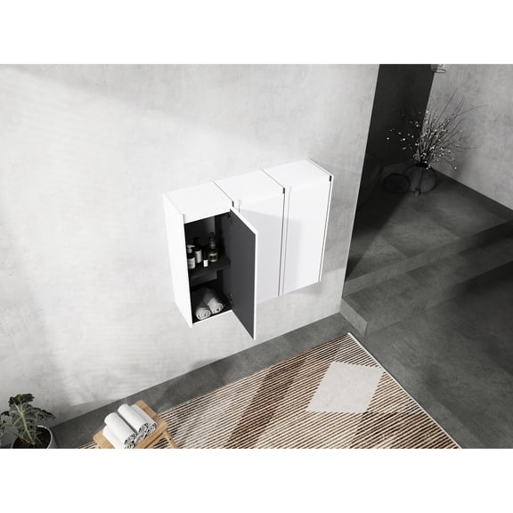 Wall-Mounted Bathroom Cabinet | Modern Style for Bathroom Organization, Store Toiletries | Stainless Steel Hinges for Silent Operation | Hidden Handles for Unique Opening