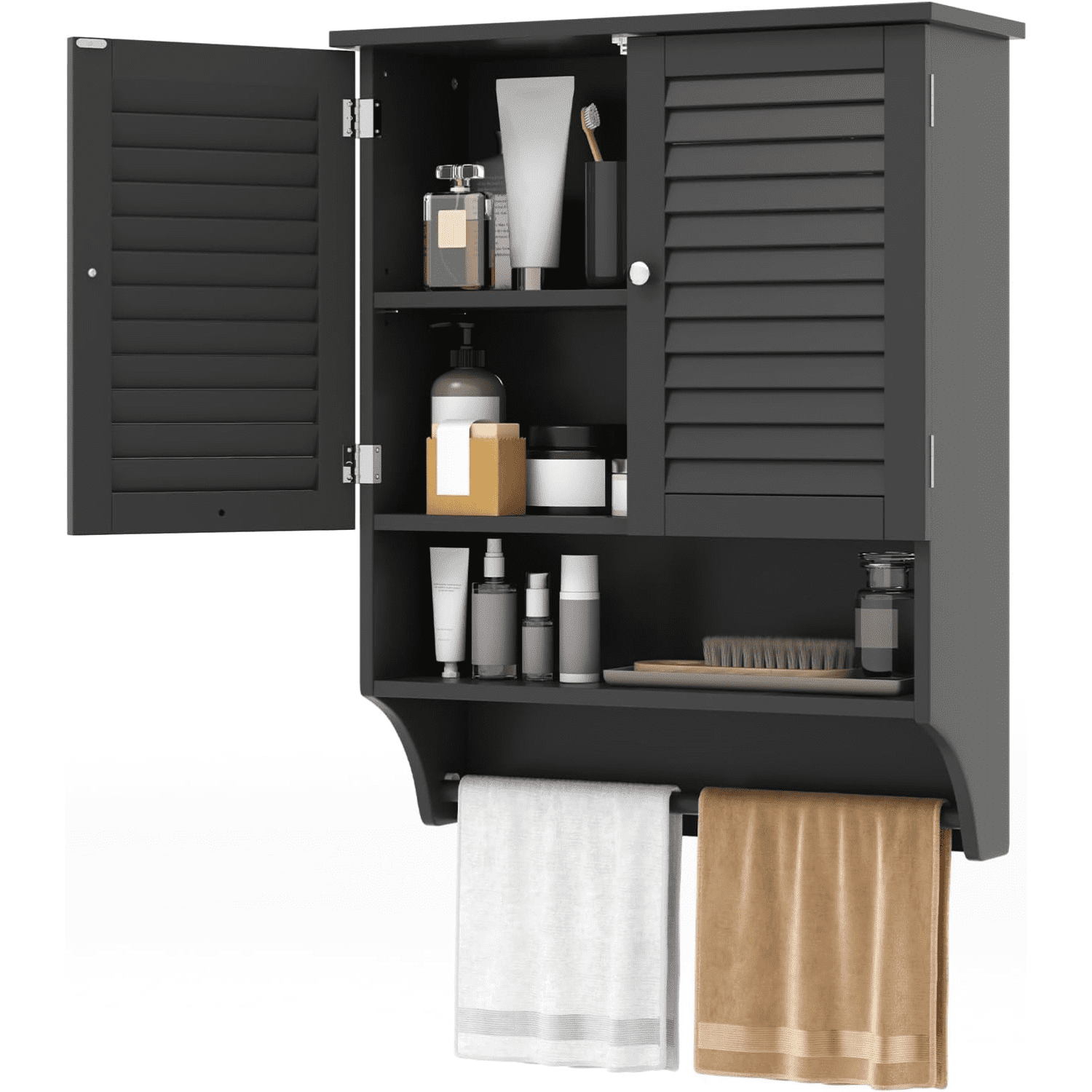Wall Mounted Bathroom Cabinet with Open Shelf & Bar Medicine Cabinet ...