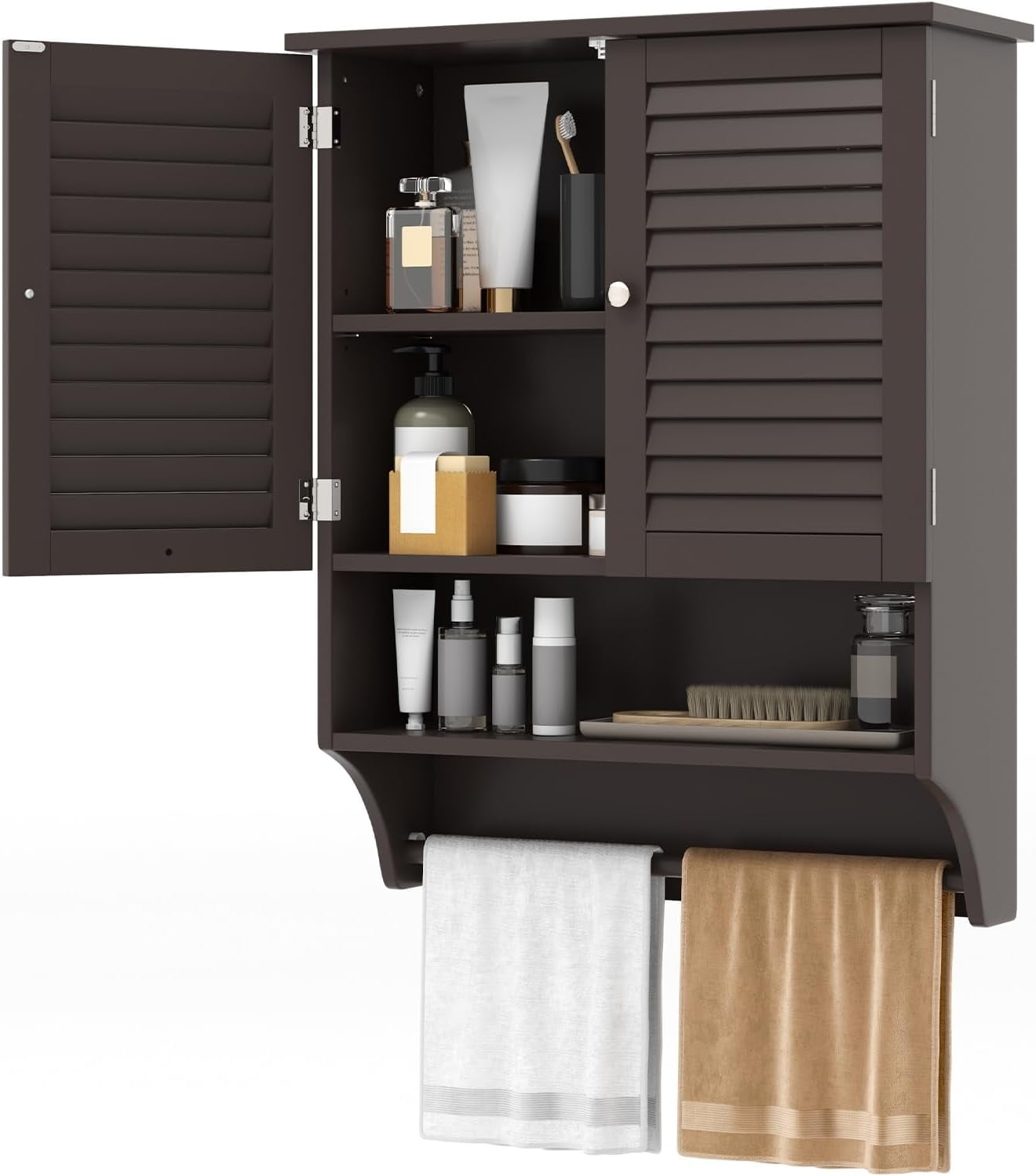 Wall Mounted Bathroom w/Open Shelf & Bar, Medicine w