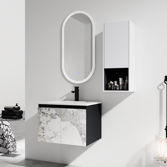 Wall-Mounted Bathroom Combination Cabinet | Offer Double Storage Space and Easy Access | Stainless Steel Soft-Closing Hinges for Quiet Use | Meet Bathroom Storage and Style Needs