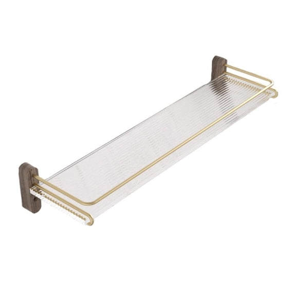 Wall Mounted Bathroom Rack with Gold Stainless Steel Guard Rail, Detachable Floating Shower Shelf