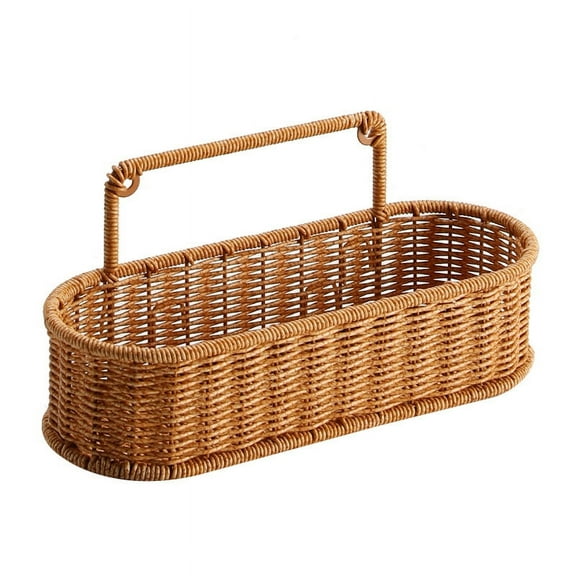 Wall Mounted Bathroom Shelf Hanging Planter Basket Woven Cutlery Holder Bathroom Basket Woven Kitchen Drawer Wicker Storage Basket Home Storage Basket Plastic Rattan Finishing Basket 31.5*14*12cm