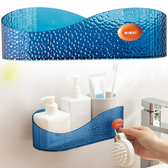 Wall Mounted Bathroom Shelf – No Drill Self Adhesive Bathroom Organizer For Toilet Shower – Saving Storage Rack For Cosmetics Toothbrush Towel