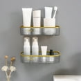 thumbnail image 1 of Wall Mounted Bathroom Shelf | Plastic Toilet Vanity Storage Organizer | Space Saving Rectangular Design | Drainage Holes | Green Clear Yellow Options, 1 of 6