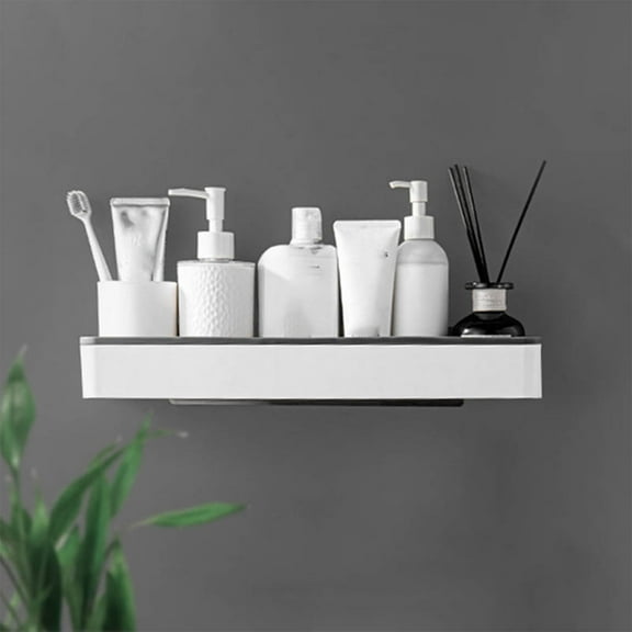 Wall Mounted Bathroom Shelf Without Drilling, Heavy Duty Load Bearing Storage Rack with Guard Rail, Wide Upper Toilet Shelf for Towels Toiletries and Cleaning Supplies