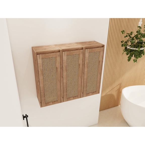 Wall-Mounted Bathroom Side Cabinet with 45 Inclined Edge Hidden Handles - Open Cabinet Doors Comfortably
